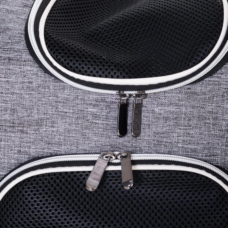 PawHut Pet Travel Trolley Suitcase Airline Suitable Carrier Backpack w/ Mesh Window Wheels and Padded Floor Grey