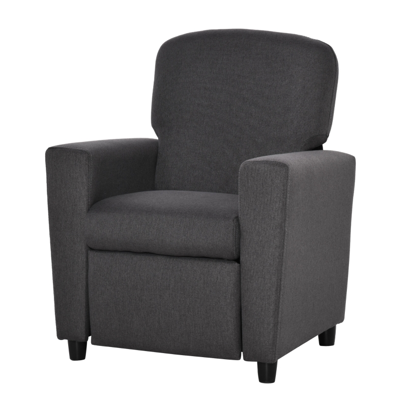HOMCOM Kids Sofa with Footrest Linen Recliner Upholstered Armchair for Playroom Grey