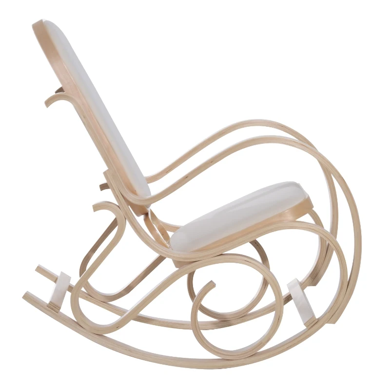 HOMCOM Antique Rocker Wooden Rocking Chair Lounger Relaxing Seating Leisure Lounging Padded Seat Classic Furniture