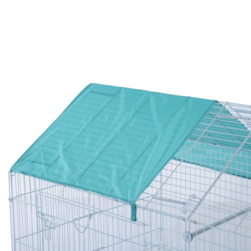 PawHut Small Animal Metal Pet Enclosure Outdoor Run Play Rabbit Guinea Pig Duck Chicken Folding Cage Playpen Hutch w/ Cover (220L x 103W x 85H (cm))