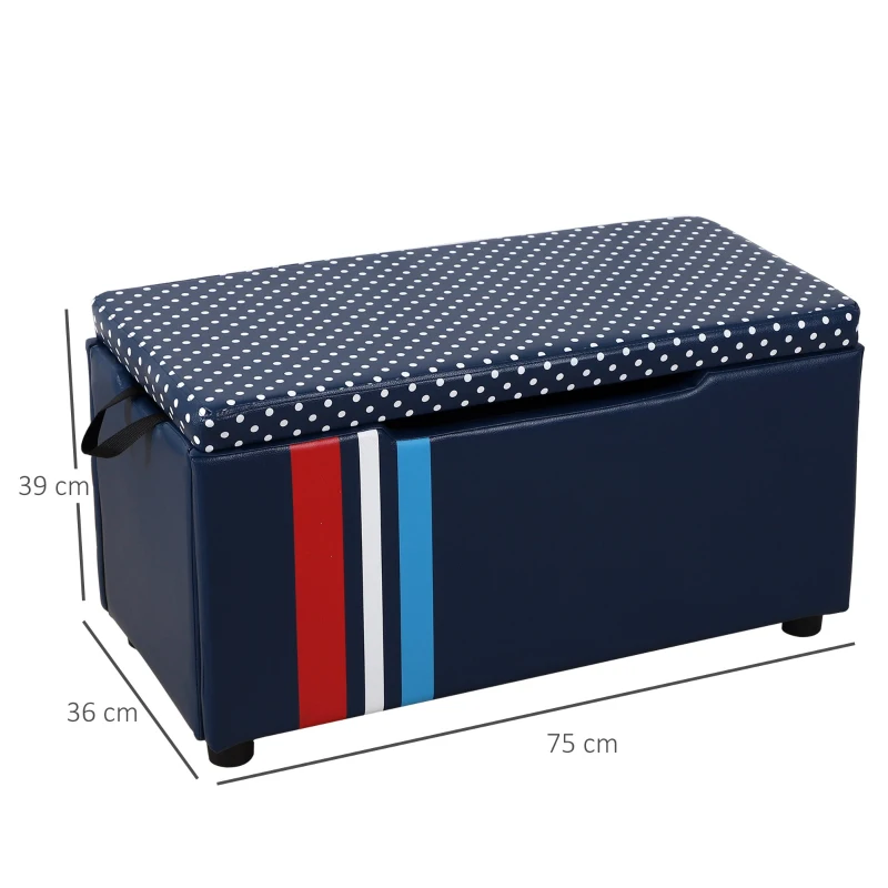 HOMCOM Kids PVC Collapsible Storage Bench Blue