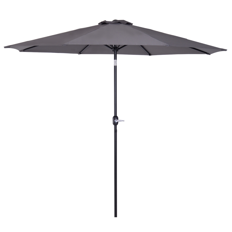 Outsunny Patio Umbrella Garden Parasol Outdoor Steel,3x2.45m Gray