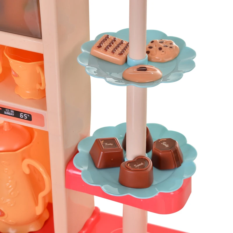 HOMCOM Kids Pretend Play Plastic Kitchen Set Pink