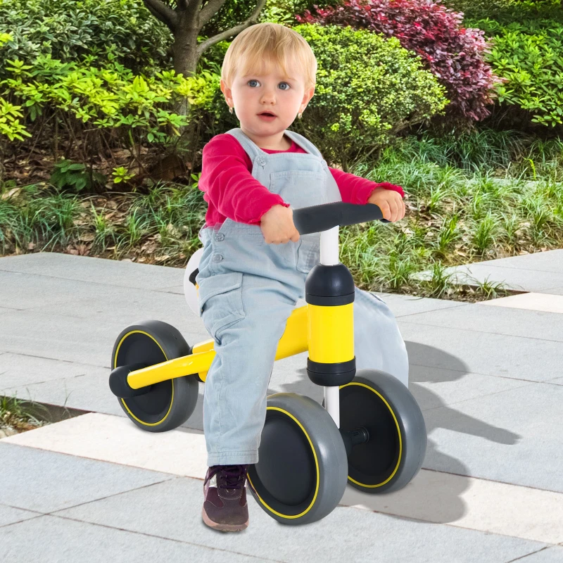 HOMCOM Baby Toddler Balance Bike Ride On Walker 3 Wheel Push Bike Kids First Bike Birthday Toy Gift for 1-2 Years Yellow