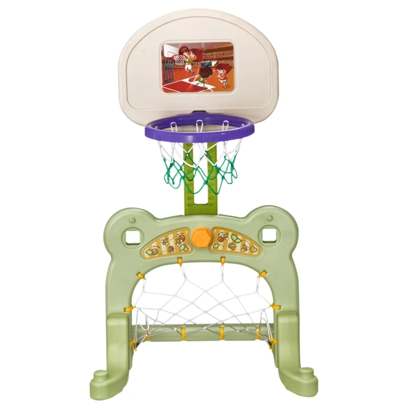 HOMCOM 2 in 1 Sport Center Kids Children Basketball Hoop Stand Football Soccer Goal Net Toddler Outdoor Indoor Fun Activity Toy Game Child Boys Gift