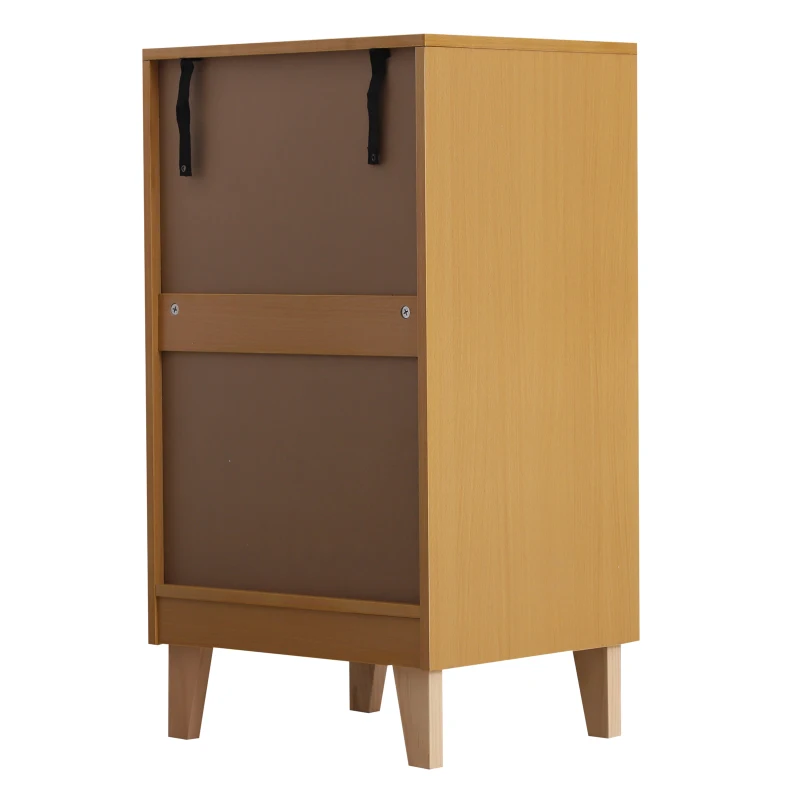 HOMCOM Scandinavian Style Bedside Table W/ 4 Drawers, 48Lx40Dx88H cm-Natural Wood/White Colour