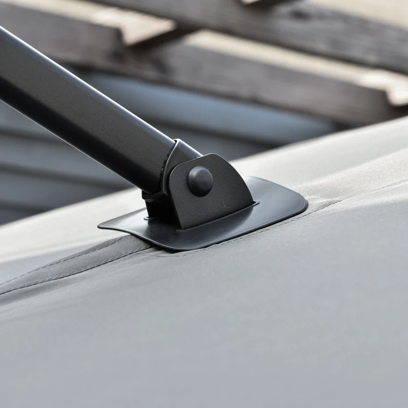 Outsunny 2.7 x 2.7 m Cantilever Parasol, Square Overhanging Umbrella with Cross Base, Crank Handle, Tilt, 360° Rotation and Aluminium Frame, Dark Grey