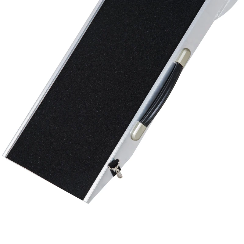HOMCOM 4FT Aluminium Folding Pet Ramp-Black/Silver