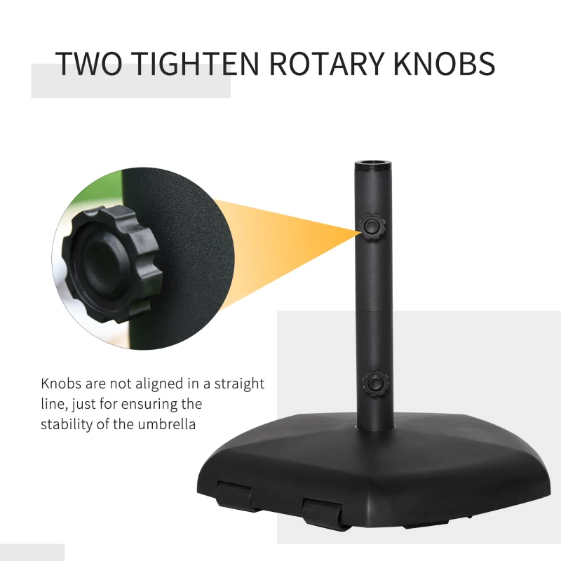 Outsunny 27kg Cement Parasol Base Stand Rolling with 2 Wheels, Fits Φ34-Φ48mm Sun Umbrella Poles