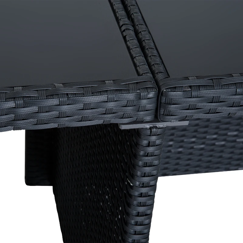 Outsunny Outdoor 11pc Rattan Garden Furniture Patio Dining Set 10-seater Cube Sofa Weave Wicker 6 Chairs 4 Footrests & 1 Table - Black