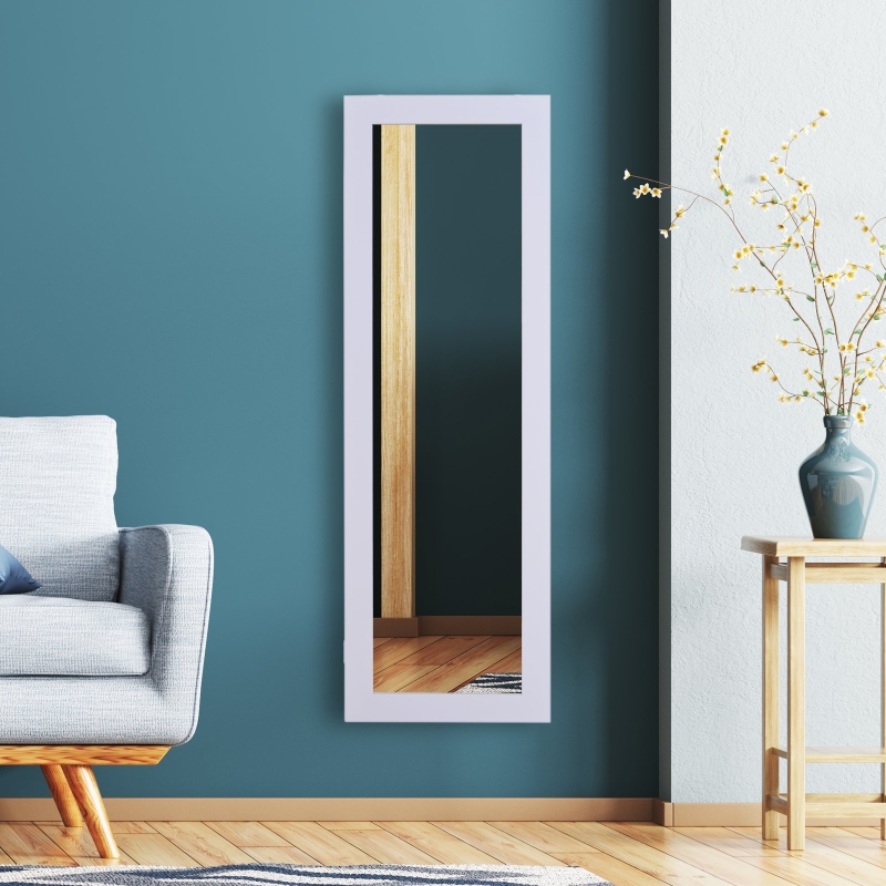 HOMCOM Wall /Door Mounted Armoire Mirror Jewellery Cabinet, 36Wx108.5Hx11.5T cm-White