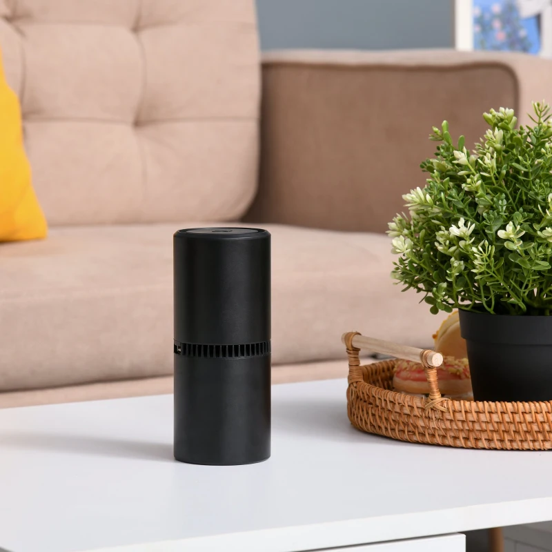 HOMCOM Portable Car Air Purifier, Low Noise Air Cleaner with 2 USB Port for Dust, Pollen, Smoke, Odor, Black