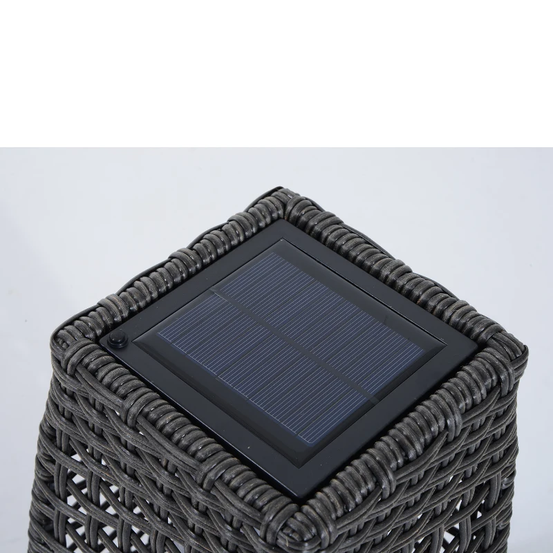 Outsunny Rattan Solar LED Lamp-Deep Coffee