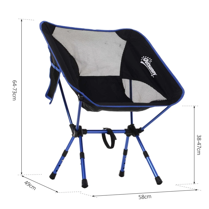 Outsunny Aluminium Frame Folding Oversized Camping Chair Black