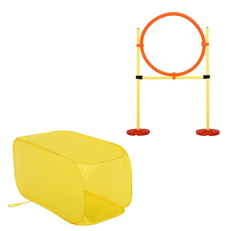 PawHut Dogs Plastic Beginners 2-Course Agility Set Yellow