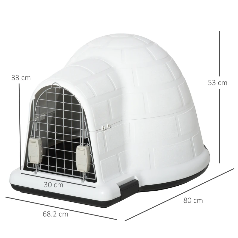 PawHut Plastic Igloo Dog House Puppy Kennel Pet Shelter with Windows for Small Sized Dogs Easy to Clean White