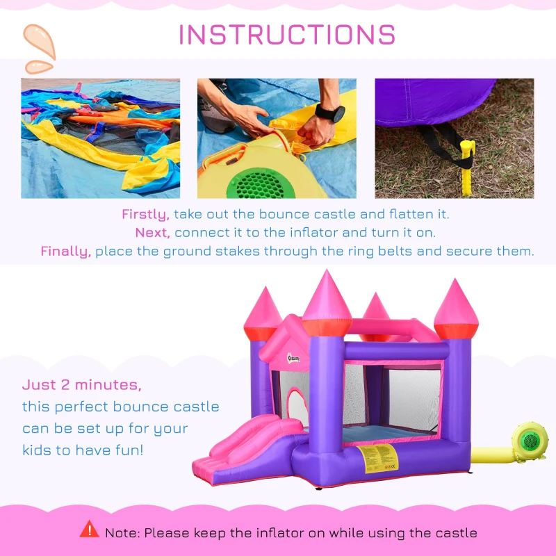 Outsunny Bounce Castle Inflatable Trampoline Slide for Kids w/ inflator 3.5 x 2.5 x 2.7m