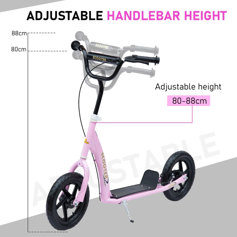 HOMCOM 12" Tyres Teen Push Stunt Bicycle Ride On Scooter-Pink