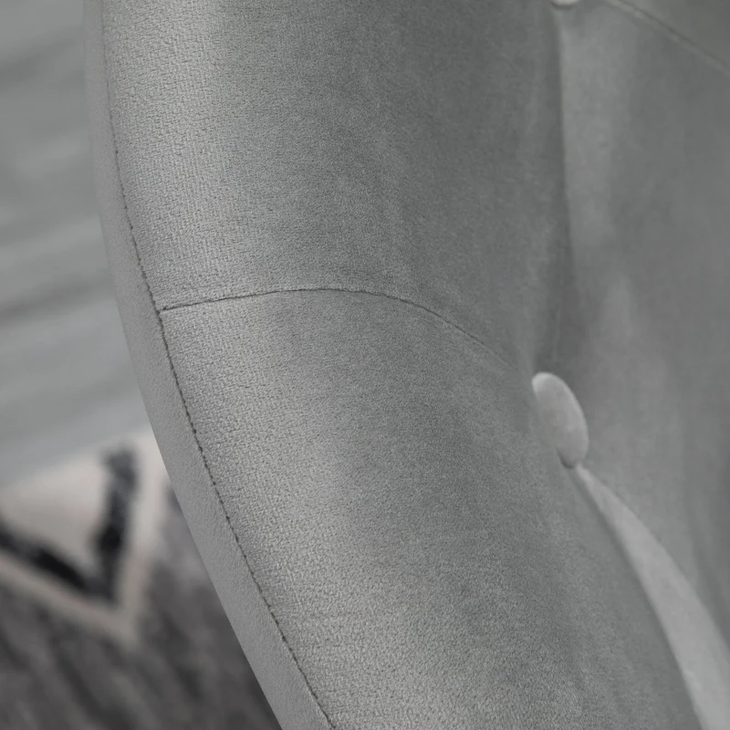 HOMCOM Modern Leisure Chair Round Tufted Accent Chair Vanity Stool Height Adjustable Counter Chair with Swivel Seat for Pub, Living Room, Grey