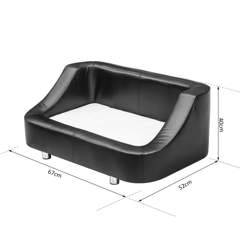 PawHut Pet Sofa Indoor Dog Cat Puppy Bed PU Leather Chair Cushion Mat (67L x 52Dx 40Hcm)