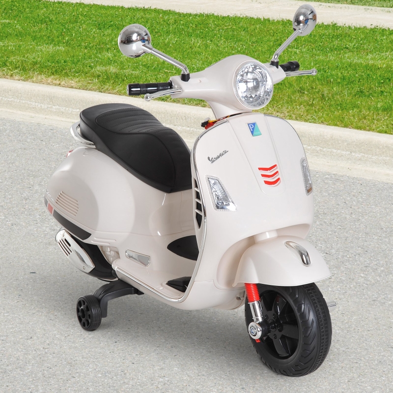 HOMCOM Kids Ride On Motorcycle, 6V, W/LED Lights-White