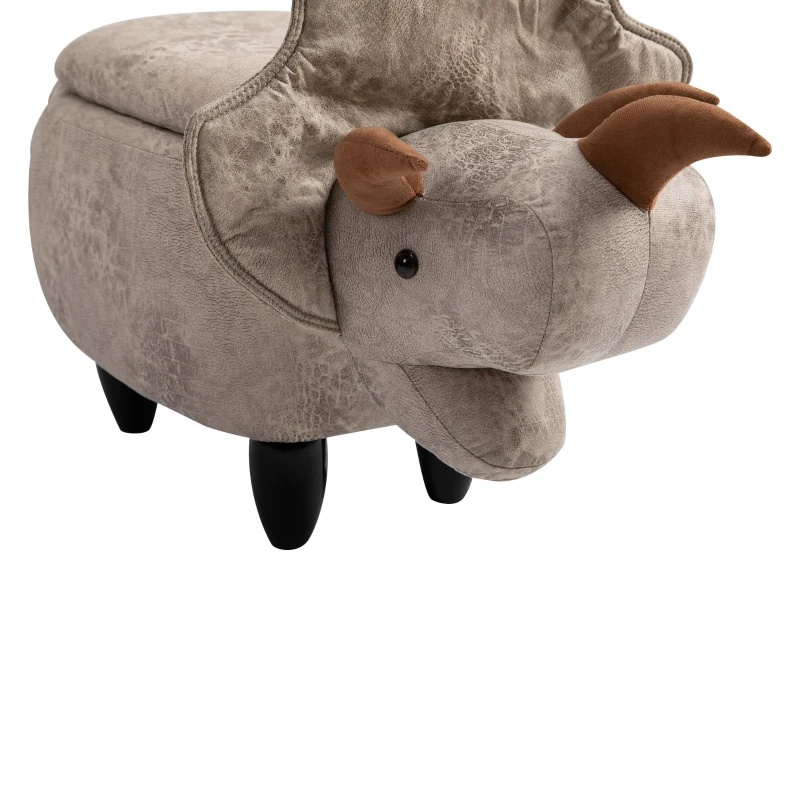 HOMCOM Upholstered Animal Storage Ottoman Footrest Stool with Vivid Adorable Dinosaur