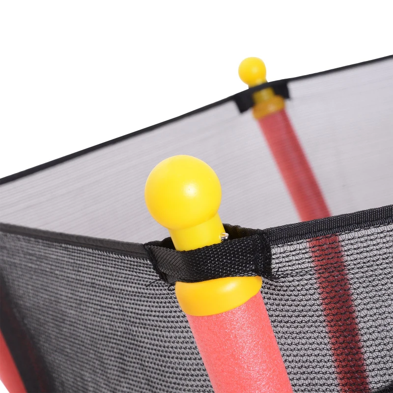 HOMCOM 5FT / 61 Inch Kids Mini Trampoline Bungee Design with Safety Enclosure Net Exercise Rebounder Six Legs Capacity to 60kg Red