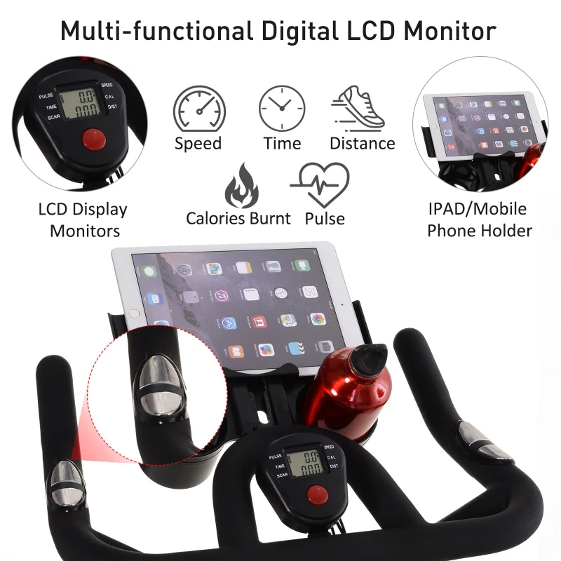 HOMCOM 11KG Flywheel Exercise Bike Magnetic Aerobic Training Indoor Cycling Upright  Stationary Cardio Workout Home Fitness Racing Machine