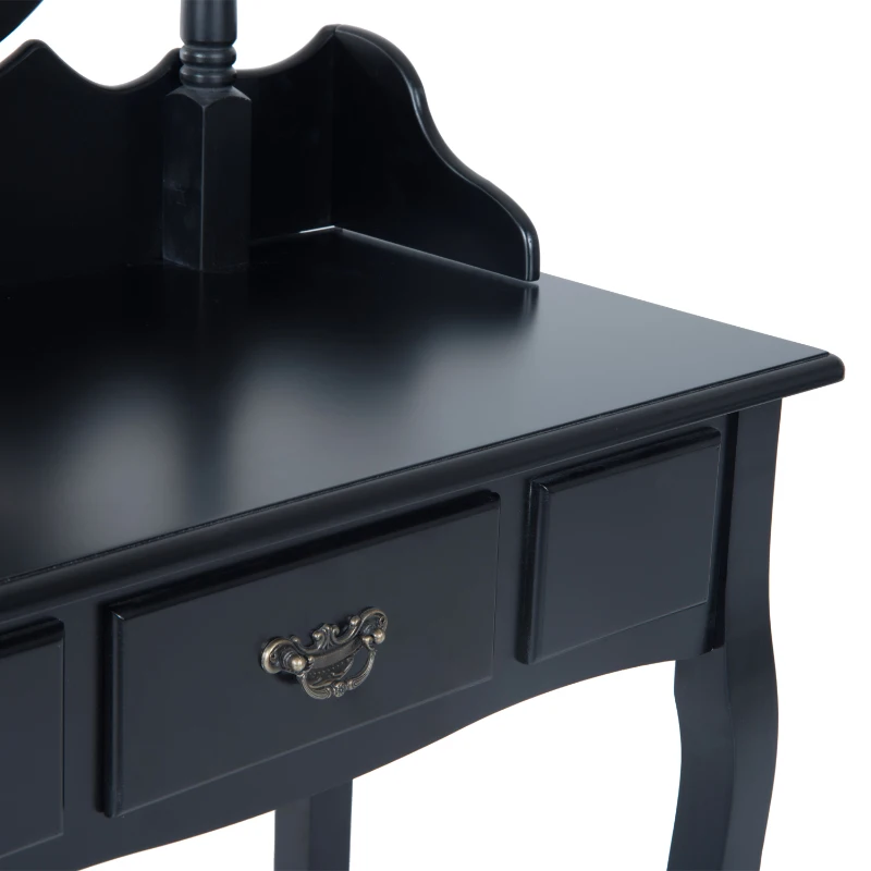 HOMCOM Dressing Table Set W/Mirror and Stool-Black