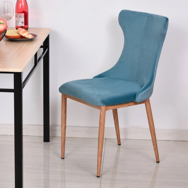 HOMCOM Polyester Upholstered Set-of-2 Dining Chairs Blue