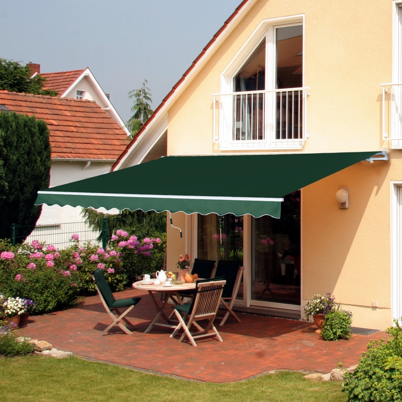 Outsunny Retractable Awning, 3,5x2,5 m-Green