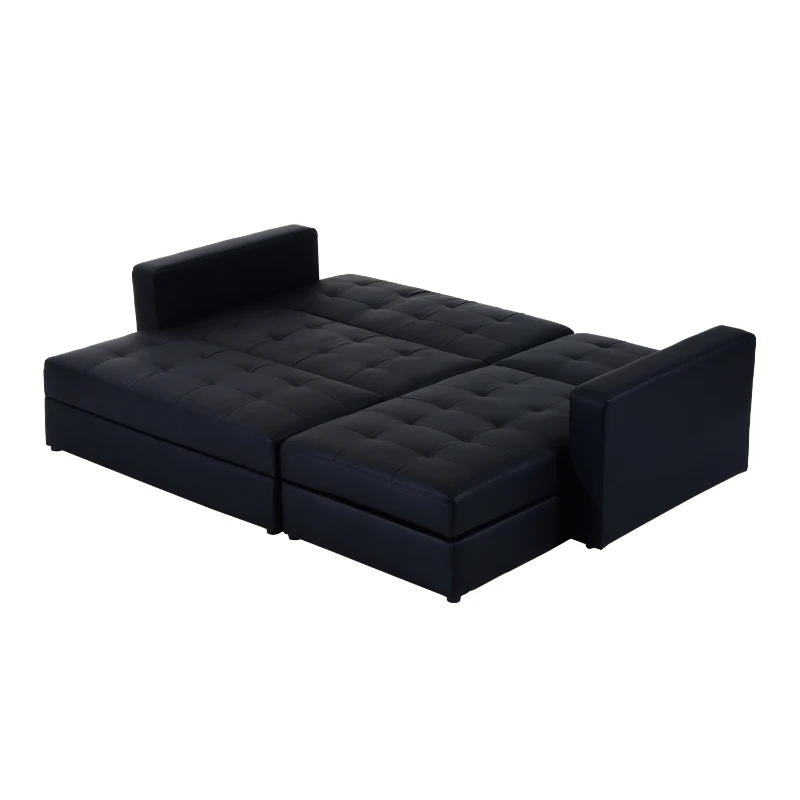 HOMCOM PU Leather Sofa Bed-Black