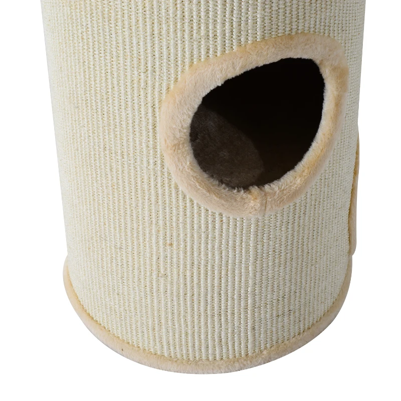 PawHut 97cm Height Cat Tree Scratching Barrel Activity Center Condo Kitten Bed Scratcher Climbing Climber Play House w/ 4 Holes & Hanging Toy