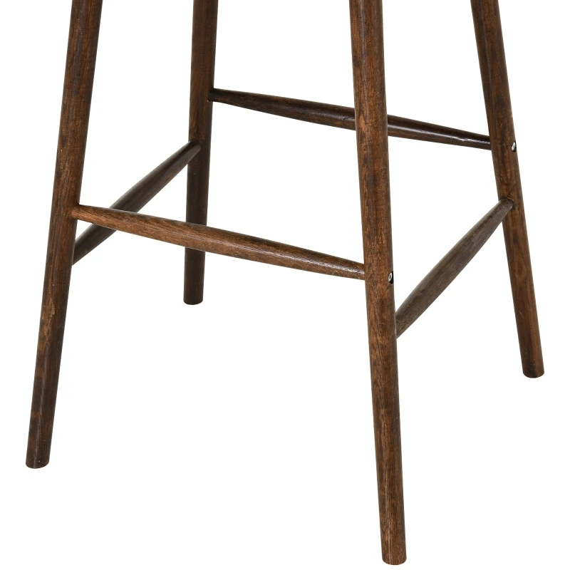 HOMCOM Oak Wood Upholstered Dining Bar Stool Green