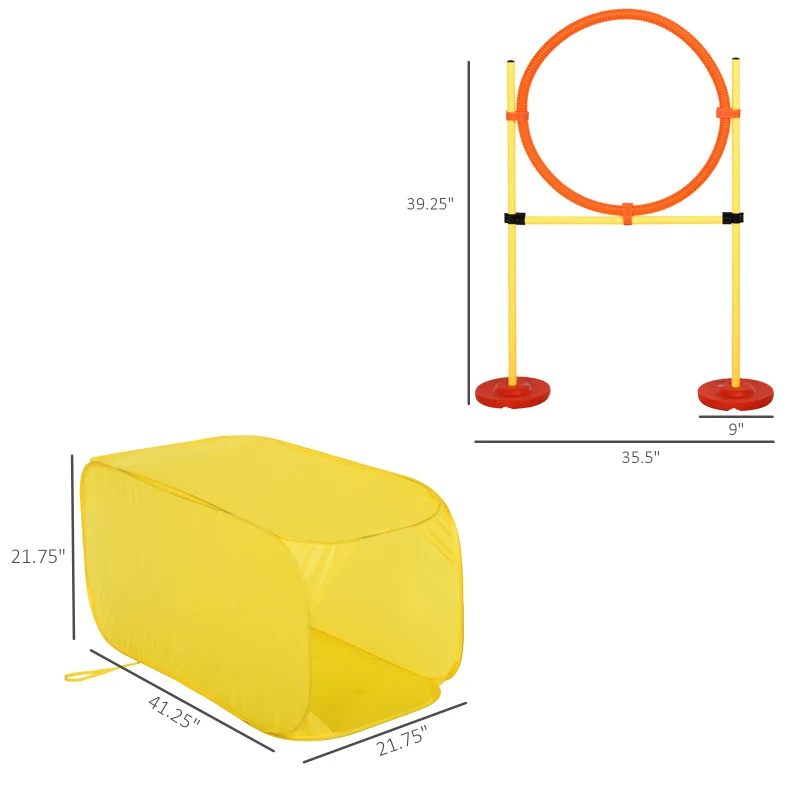 PawHut Dogs Plastic Beginners 2-Course Agility Set Yellow