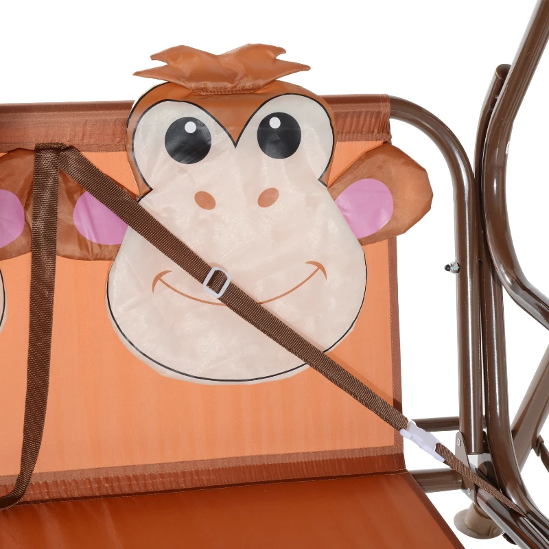 HOMCOM 2-seat Metal Kids Swing Chair-Brown