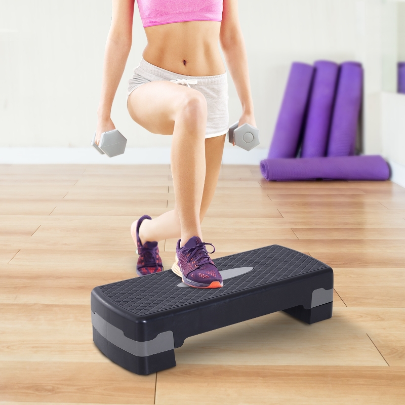 HOMCOM Adjustable Aerobic Stepper 10-15cm-Black/White