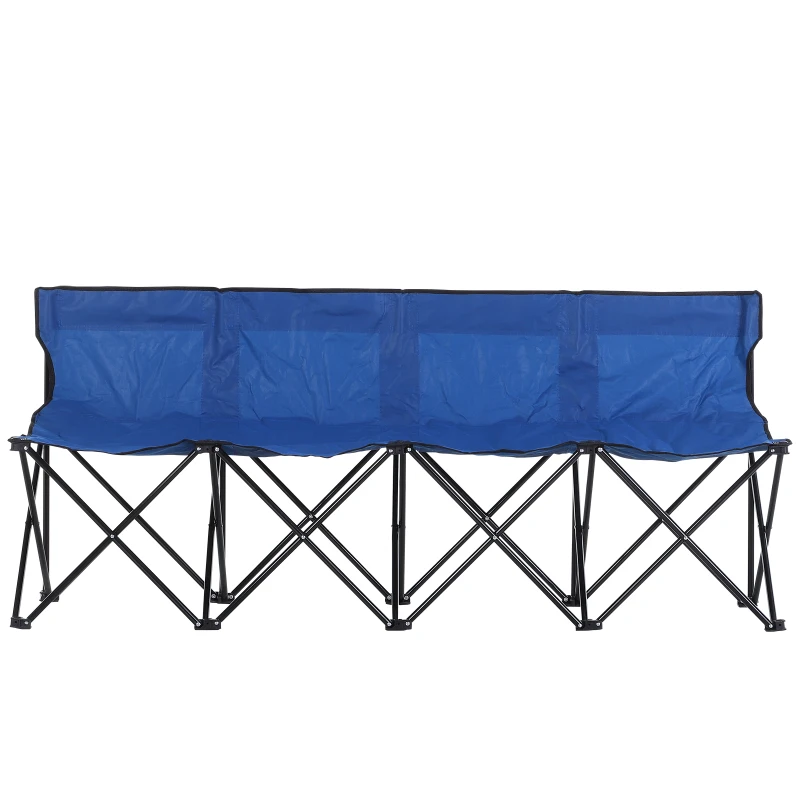 Outsunny 4 Seat Sport Bench Camp Seat Folding Portable Camping Chair with Carrying Case - Blue