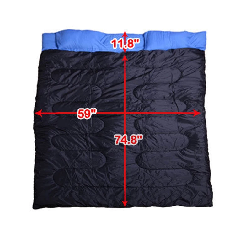 Outsunny Double Sleeping Bag-Blue/Black