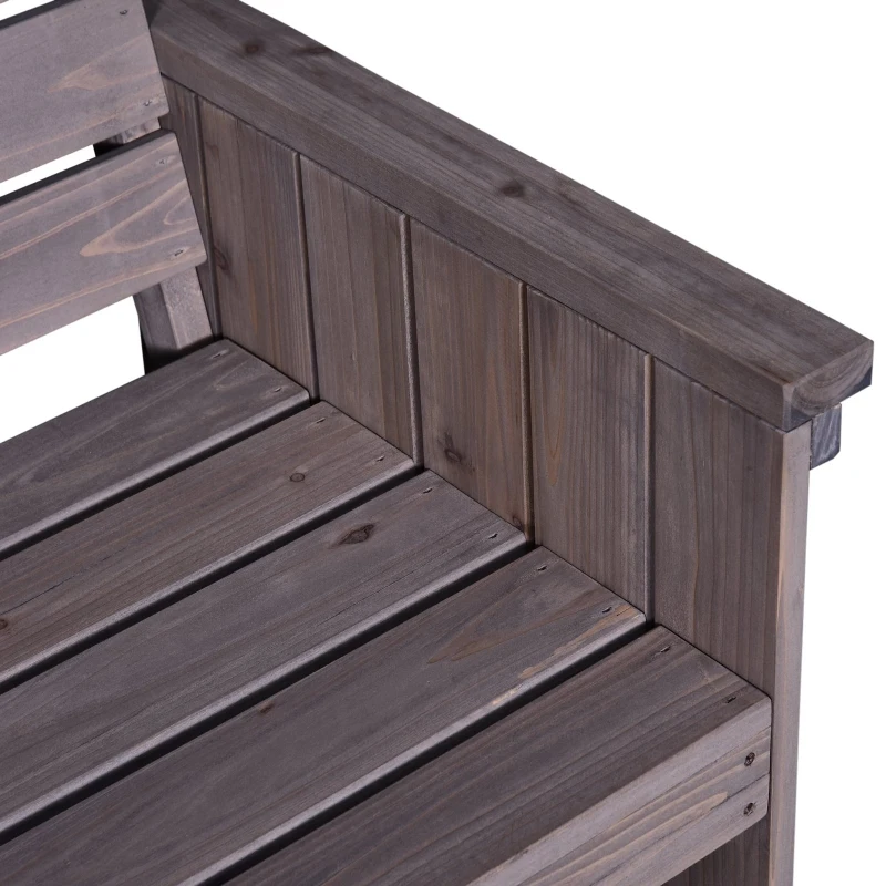 Outsunny 3-Seater Garden Bench Solid Fir Wood Outdoor Armrest Chair High Back Loveseat