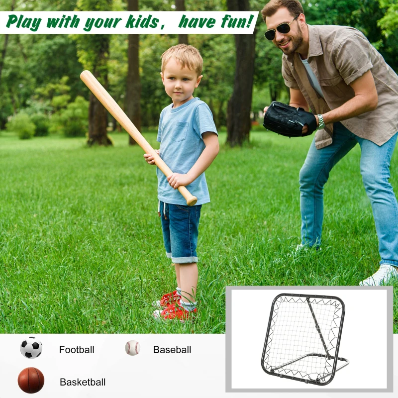 HOMCOM Angle Adjustable Rebounder Net Goal Training Set Football, Baseball
