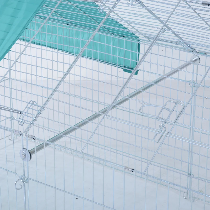 PawHut Small Animal Metal Pet Enclosure Outdoor Run Play Rabbit Guinea Pig Duck Chicken Folding Cage Playpen Hutch w/ Cover (220L x 103W x 85H (cm))