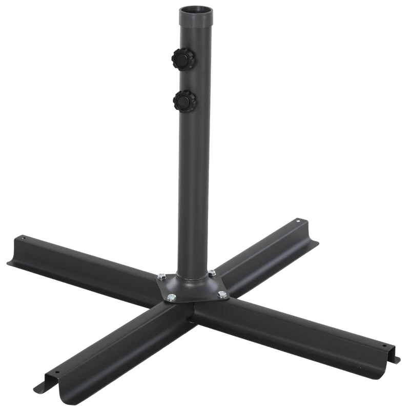 Outsunny Umbrella Stand Fitting 2" Poles and Steel Base with 4 Fillable Plastic Weights, 4 Gal. Capacity Each - Black