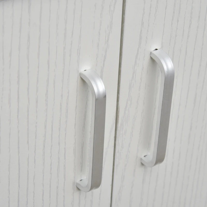 HOMCOM Kitchen Storage Unit, Modern Microwave Stand Trolley Cart, Sideboard with Cabinet,  Locking Wheels, Shelf for Living Room, Dining Room, White