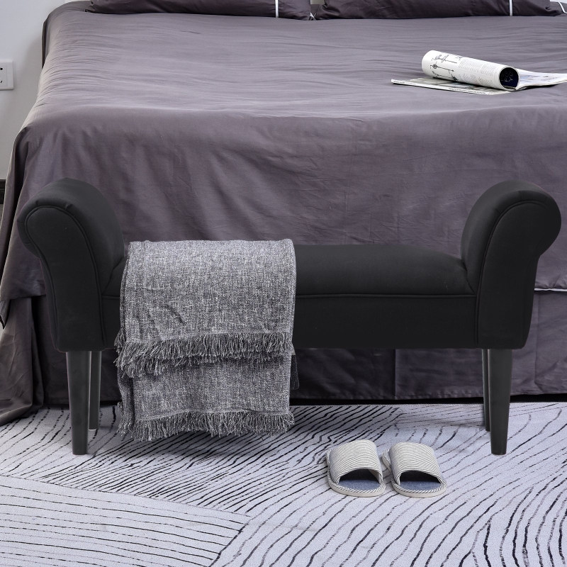 HOMCOM 102L x 31W x 51H cm Bed End Chaise Lounge-Black