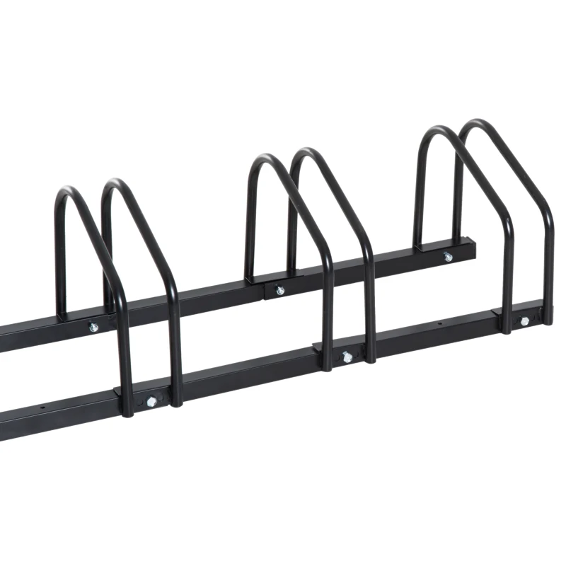 HOMCOM Bike Stand Parking Rack Floor or Wall Mount Bicycle Cycle Storage Locking Stand (6 Racks, Black)
