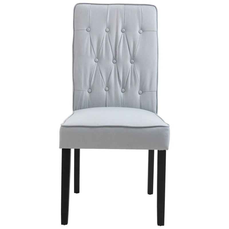 HOMCOM Elegant Tufted Dining Chair Wood Frame Linen Upholstery Padded Seat Cream White