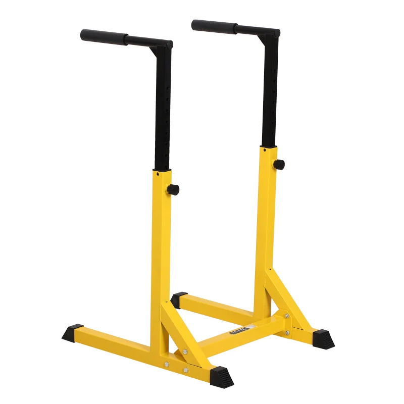 HOMCOM 66Lx75Wx119H cm Dip Station Chin Up Parallel Bars Pull Up Power Tower Home Gym Workout Bicep Tricep Fitness Equipment Height Adjustable