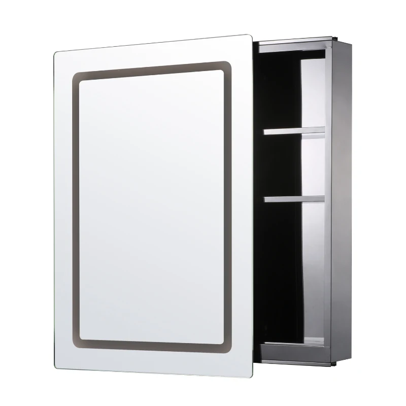 HOMCOM 76L×53W×13T cm LED Mirror Cabinet-Silver