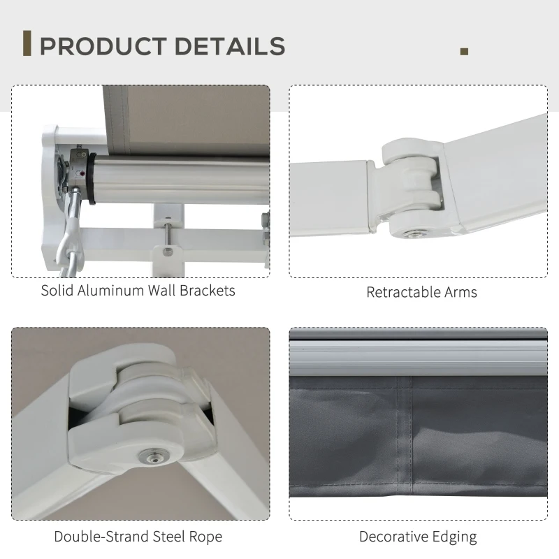 Outsunny 3.5 x 2.5m Electric Garden Door Awning Half Cassette Outdoor Retractable Canopy Patio Shelter w/ Remote Controller Grey